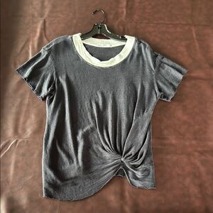 Stateside Gray Asymmetrical Ruched Short Sleeve Tee